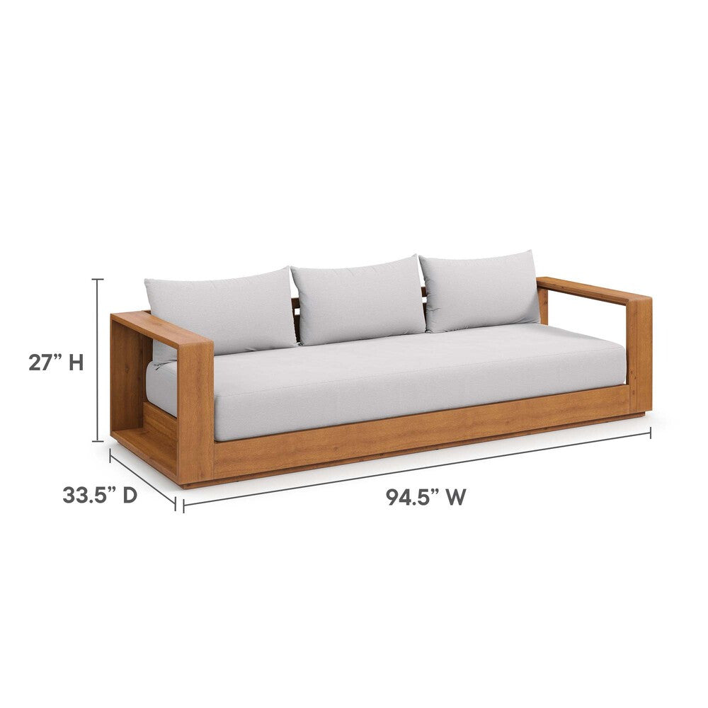Modway EEI-6784-NAT-LGR Tahoe Outdoor Patio Acacia Wood Sofa - Natural Light Gray