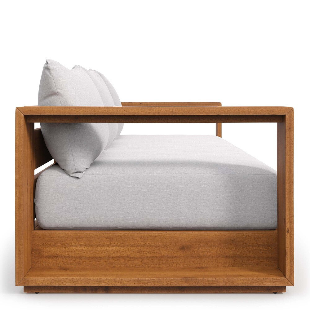 Modway EEI-6784-NAT-LGR Tahoe Outdoor Patio Acacia Wood Sofa - Natural Light Gray