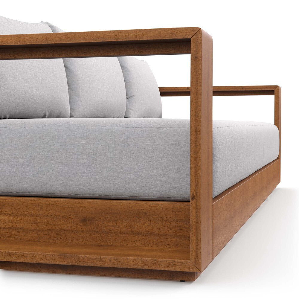 Modway EEI-6784-NAT-LGR Tahoe Outdoor Patio Acacia Wood Sofa - Natural Light Gray