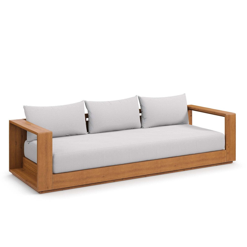 Modway EEI-6784-NAT-LGR Tahoe Outdoor Patio Acacia Wood Sofa - Natural Light Gray