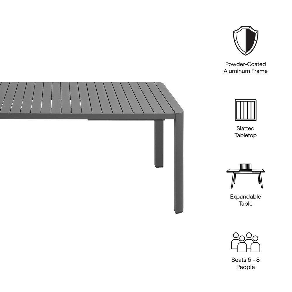 Modway Tahoe Outdoor Patio Aluminum Extendable Dining Table by Modway-EEI-7236-GRY