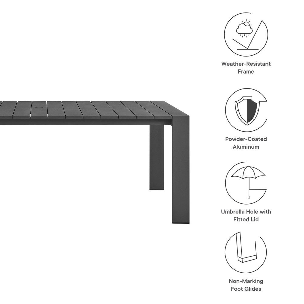 EEI-7054-GRY Tahoe Rectangular Outdoor Patio Aluminum Dining Table by Modway