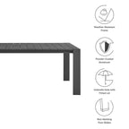 EEI-7054-GRY Tahoe Rectangular Outdoor Patio Aluminum Dining Table by Modway