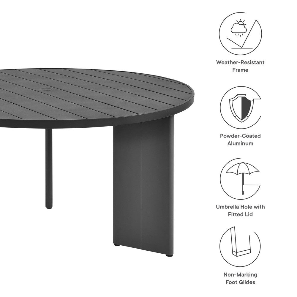 EEI-7055-GRY Tahoe Round Outdoor Patio Aluminum Dining Table by Modway