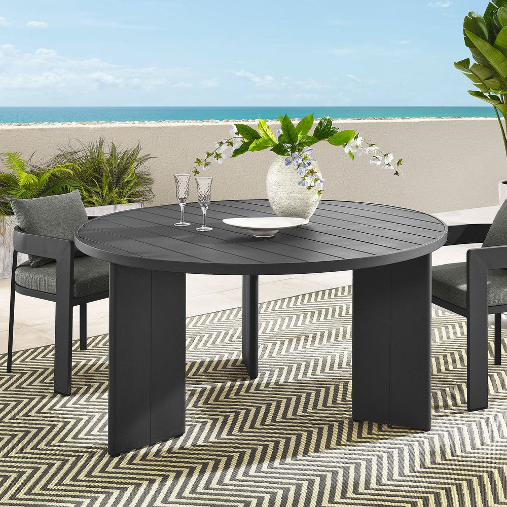 EEI-7055-GRY Tahoe Round Outdoor Patio Aluminum Dining Table by Modway