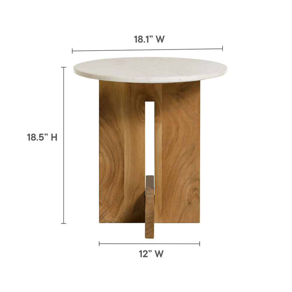 Modway Tarin Acacia Wood and Marble Side Table by Modway-EEI-7141-NAT