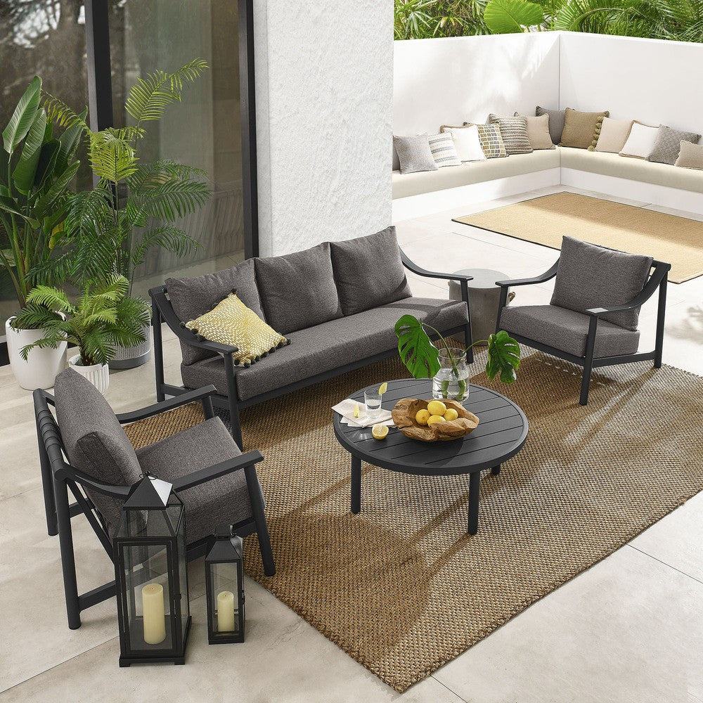 EEI-7061-CAR-GPH Terrace 4-Piece Outdoor Patio Aluminum Furniture Set by Modway