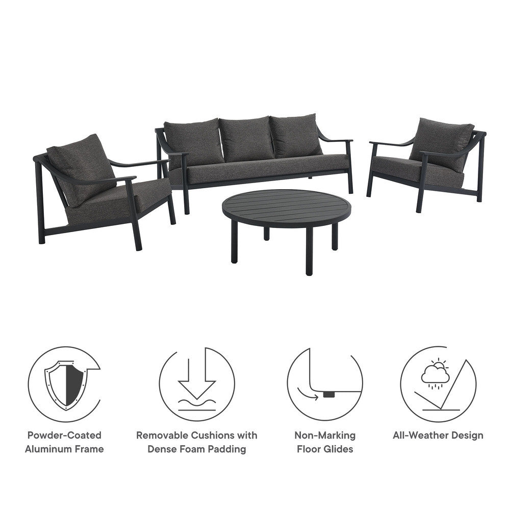 EEI-7061-CAR-GPH Terrace 4-Piece Outdoor Patio Aluminum Furniture Set by Modway