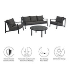 EEI-7061-CAR-GPH Terrace 4-Piece Outdoor Patio Aluminum Furniture Set by Modway