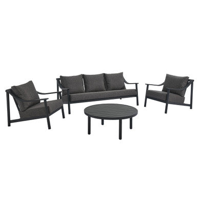 Modway EEI-7061-CAR-GPH Terrace 4-Piece Outdoor Patio Aluminum Furniture Set Carbon Graphite
