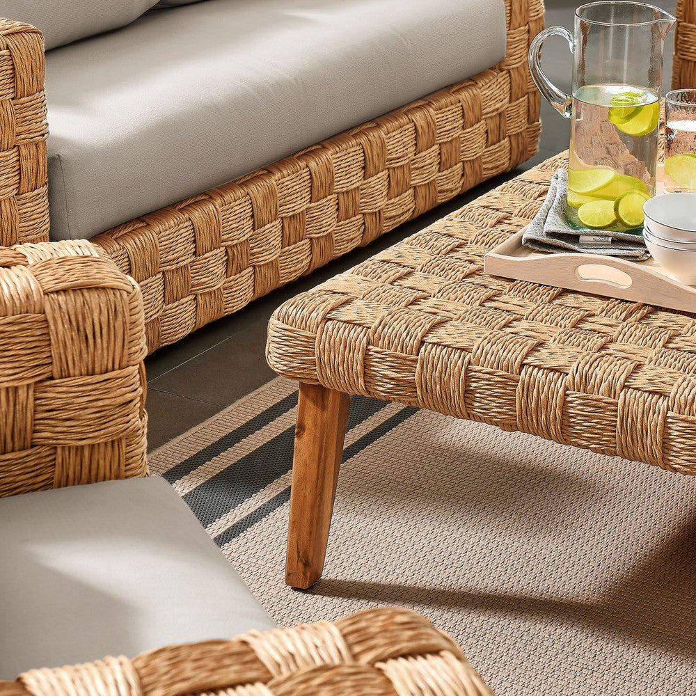 EEI-7135-NAT-LGR Thames 4-Piece Outdoor Patio Wicker Outdoor Patio Rattan Furniture Set by Modway