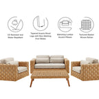 EEI-7135-NAT-LGR Thames 4-Piece Outdoor Patio Wicker Outdoor Patio Rattan Furniture Set by Modway