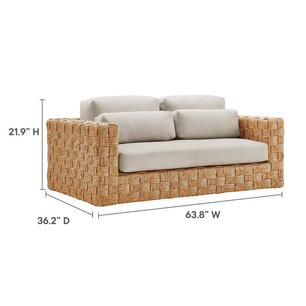 EEI-7135-NAT-LGR Thames 4-Piece Outdoor Patio Wicker Outdoor Patio Rattan Furniture Set by Modway