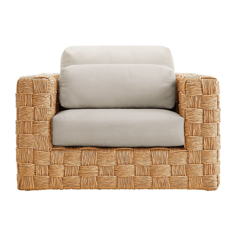 EEI-7135-NAT-LGR Thames 4-Piece Outdoor Patio Wicker Outdoor Patio Rattan Furniture Set by Modway