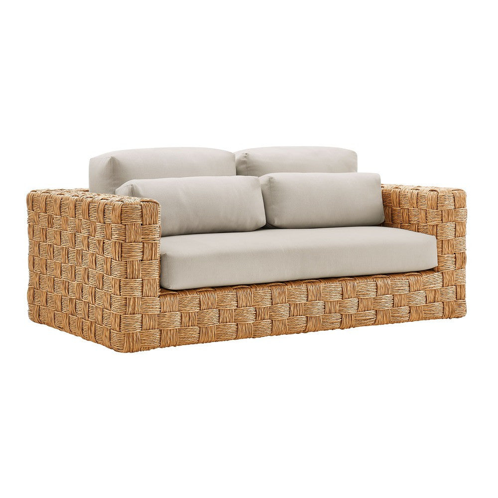 EEI-7135-NAT-LGR Thames 4-Piece Outdoor Patio Wicker Outdoor Patio Rattan Furniture Set by Modway