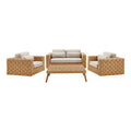 Modway EEI-7135-NAT-LGR Thames 4-Piece Outdoor Patio Wicker Outdoor Patio Rattan Furniture Set Natural Light Gray