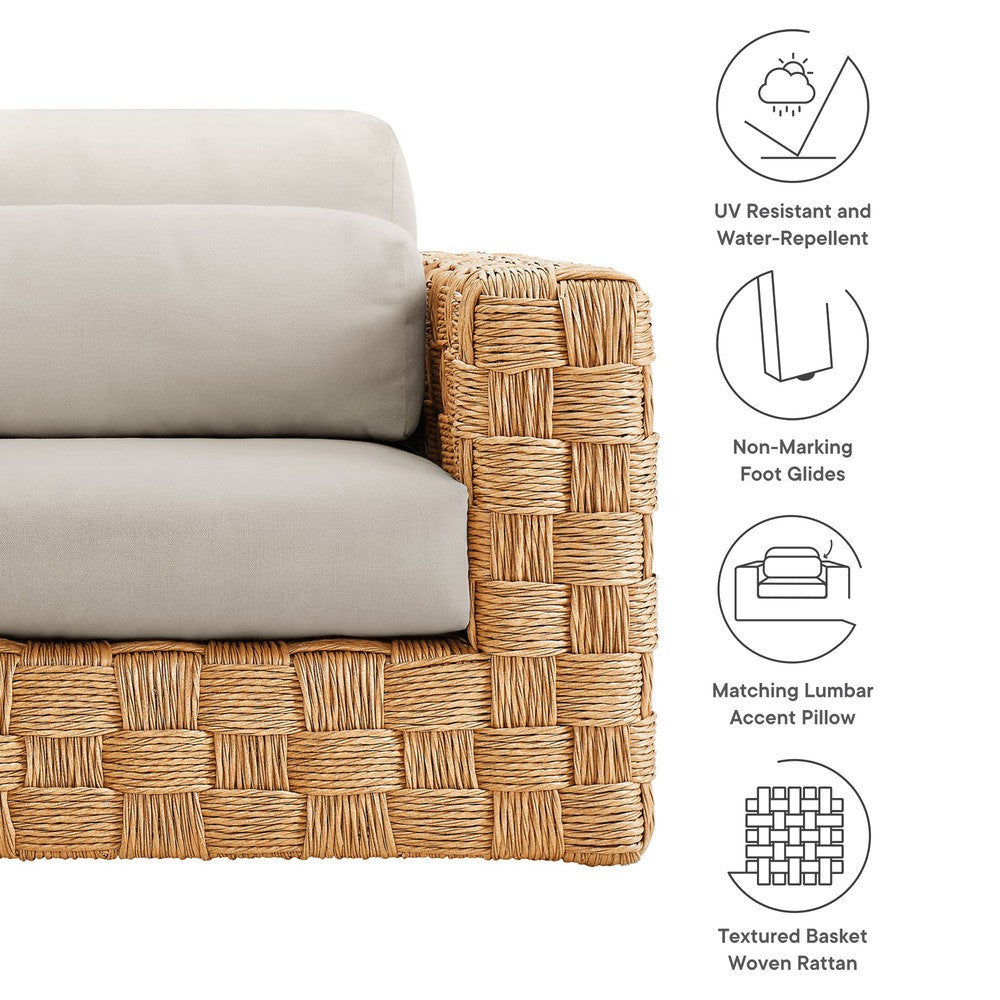 EEI-6925-NAT-LGR Thames Outdoor Patio Wicker Outdoor Patio Rattan Armchair by Modway