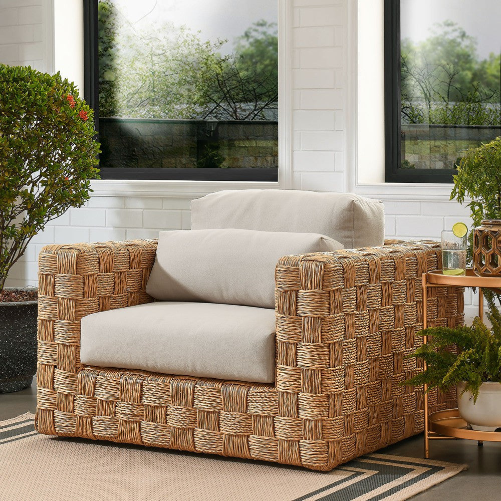 EEI-6925-NAT-LGR Thames Outdoor Patio Wicker Outdoor Patio Rattan Armchair by Modway