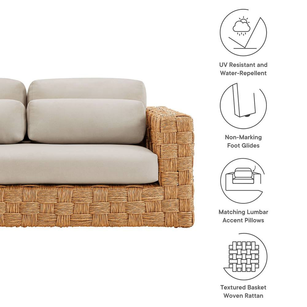 EEI-6924-NAT-LGR Thames Outdoor Patio Wicker Outdoor Patio Rattan Loveseat by Modway