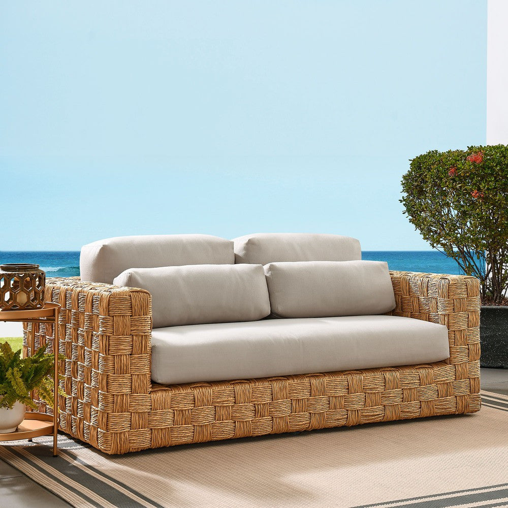 EEI-6924-NAT-LGR Thames Outdoor Patio Wicker Outdoor Patio Rattan Loveseat by Modway