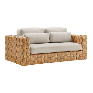 Modway EEI-6924-NAT-LGR Thames Outdoor Patio Wicker Outdoor Patio Rattan Loveseat Natural Light Gray