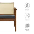 EEI-6921 Thera Vegan Leather and Cane Accent Armchairs Set of 2 by Modway