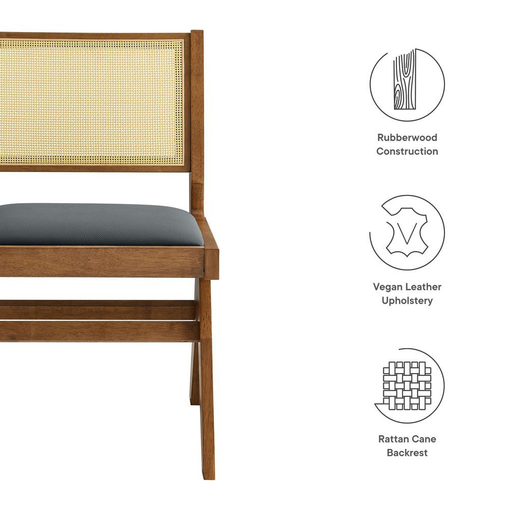 EEI-6920 Thera Vegan Leather and Cane Dining Side Chairs Set of 2 by Modway