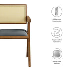 EEI-6919 Thera Vegan Leather Cane Dining Armchairs Set of 2 by Modway