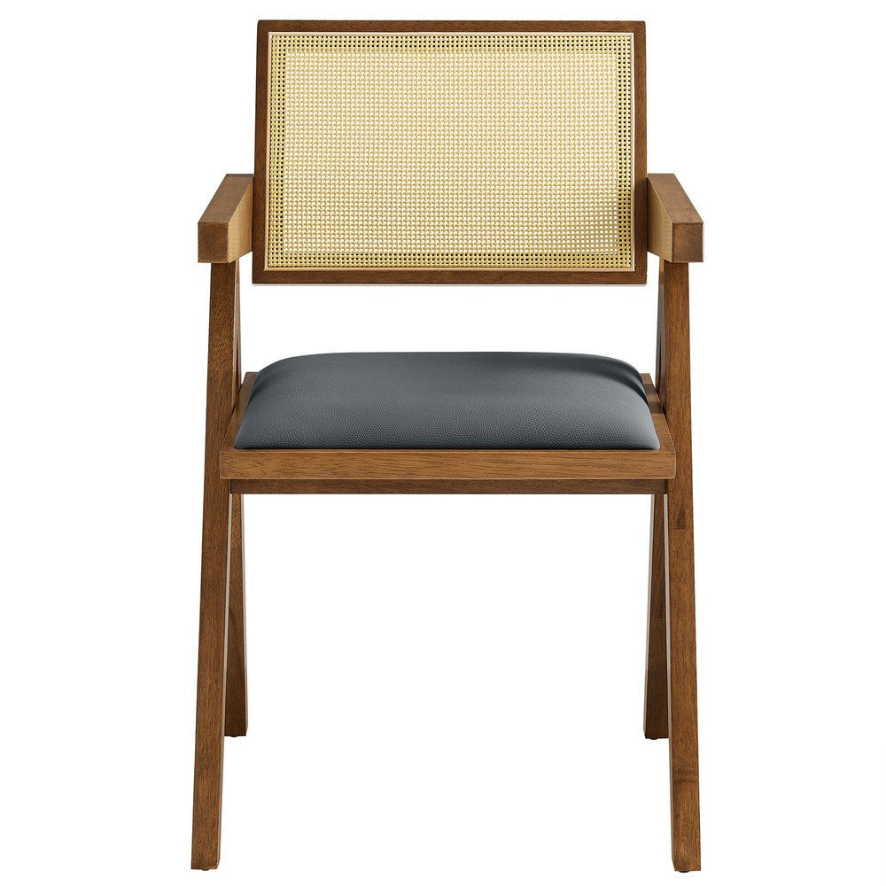 EEI-6919 Thera Vegan Leather Cane Dining Armchairs Set of 2 by Modway