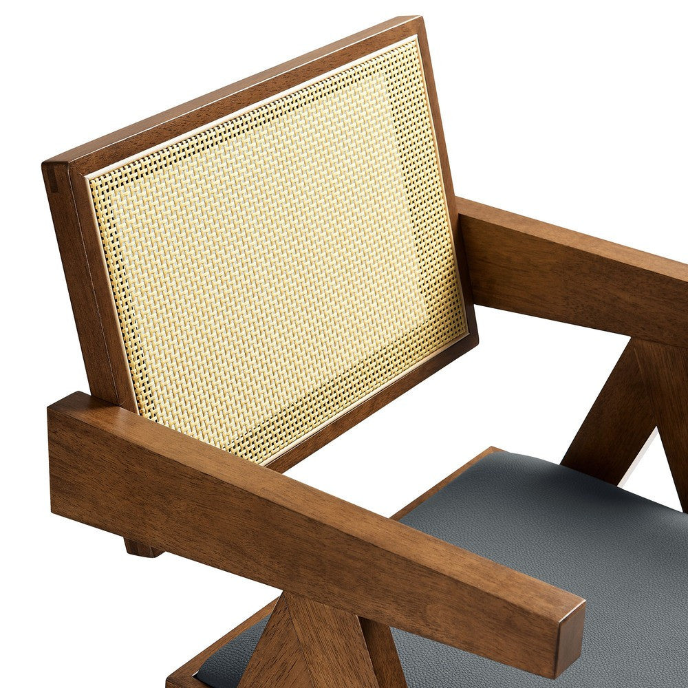 EEI-6919 Thera Vegan Leather Cane Dining Armchairs Set of 2 by Modway