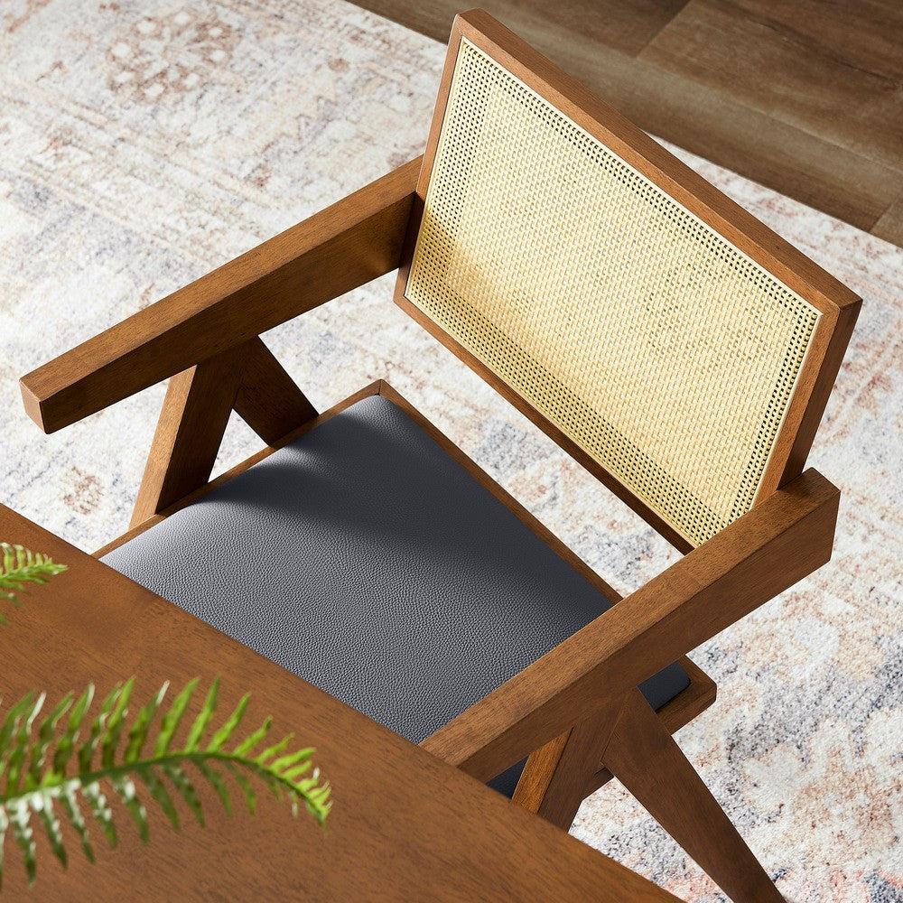 EEI-6919 Thera Vegan Leather Cane Dining Armchairs Set of 2 by Modway