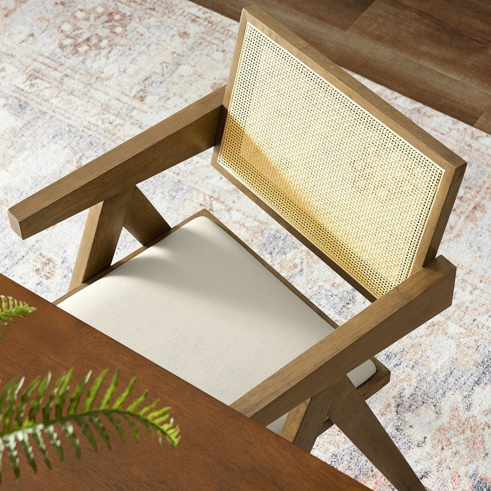 EEI-6919 Thera Vegan Leather Cane Dining Armchairs Set of 2 by Modway