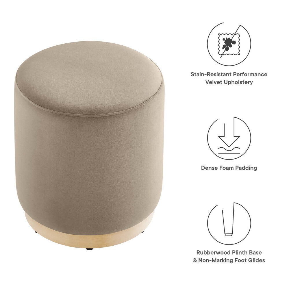 EEI-6652 Tilden 16" Round Performance Velvet Upholstered Ottoman by Modway