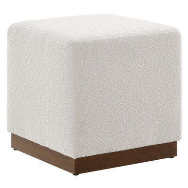 Modway EEI-6641-CLO-WAL Tilden 17" Square Boucle Upholstered Ottoman Cloud Walnut