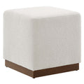 Modway EEI-6641-CLO-WAL Tilden 17" Square Boucle Upholstered Ottoman Cloud Walnut