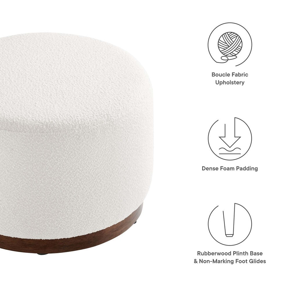 EEI-6683-CLO-WAL Tilden Large 23" Round Boucle Upholstered Upholstered Ottoman by Modway