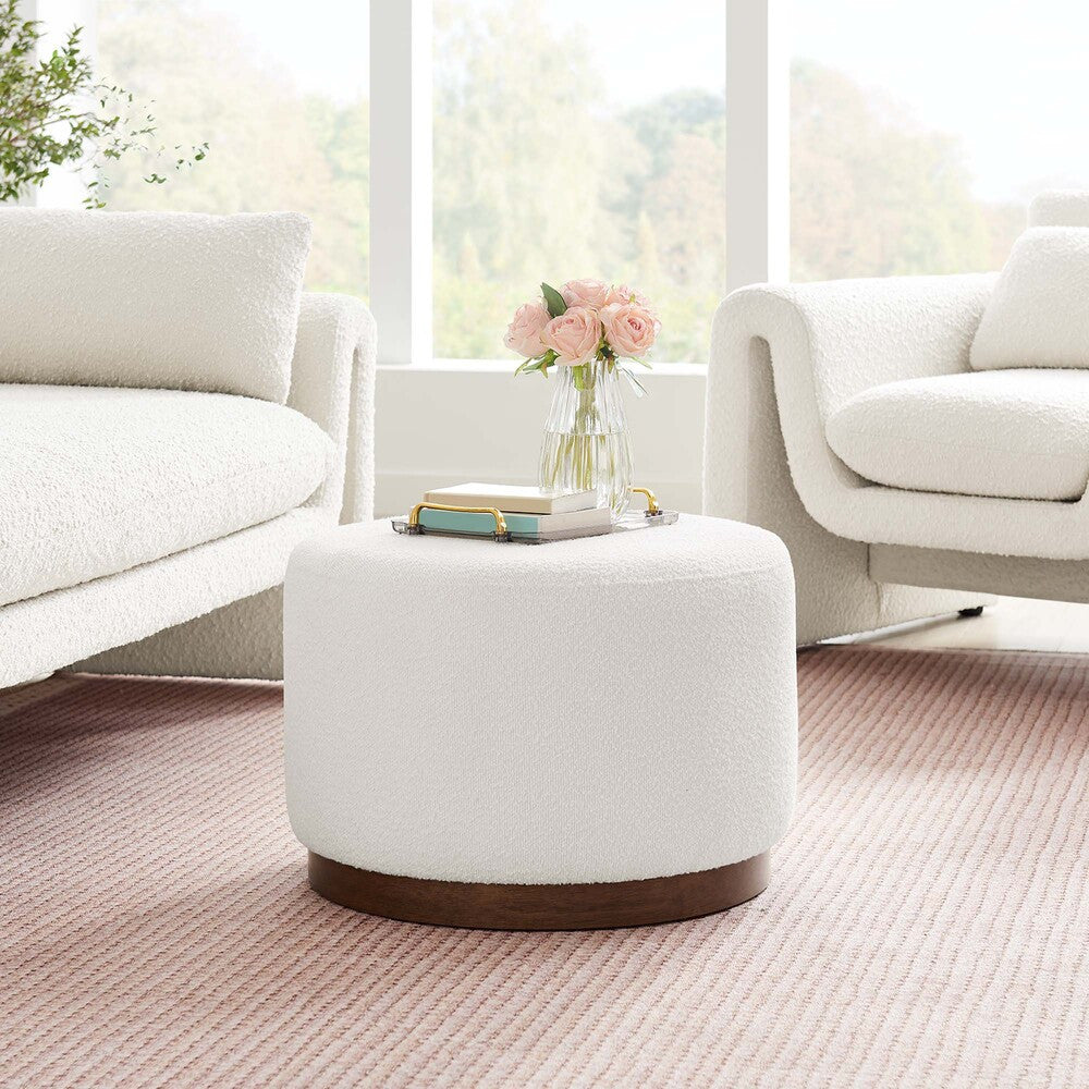 EEI-6683-CLO-WAL Tilden Large 23" Round Boucle Upholstered Upholstered Ottoman by Modway