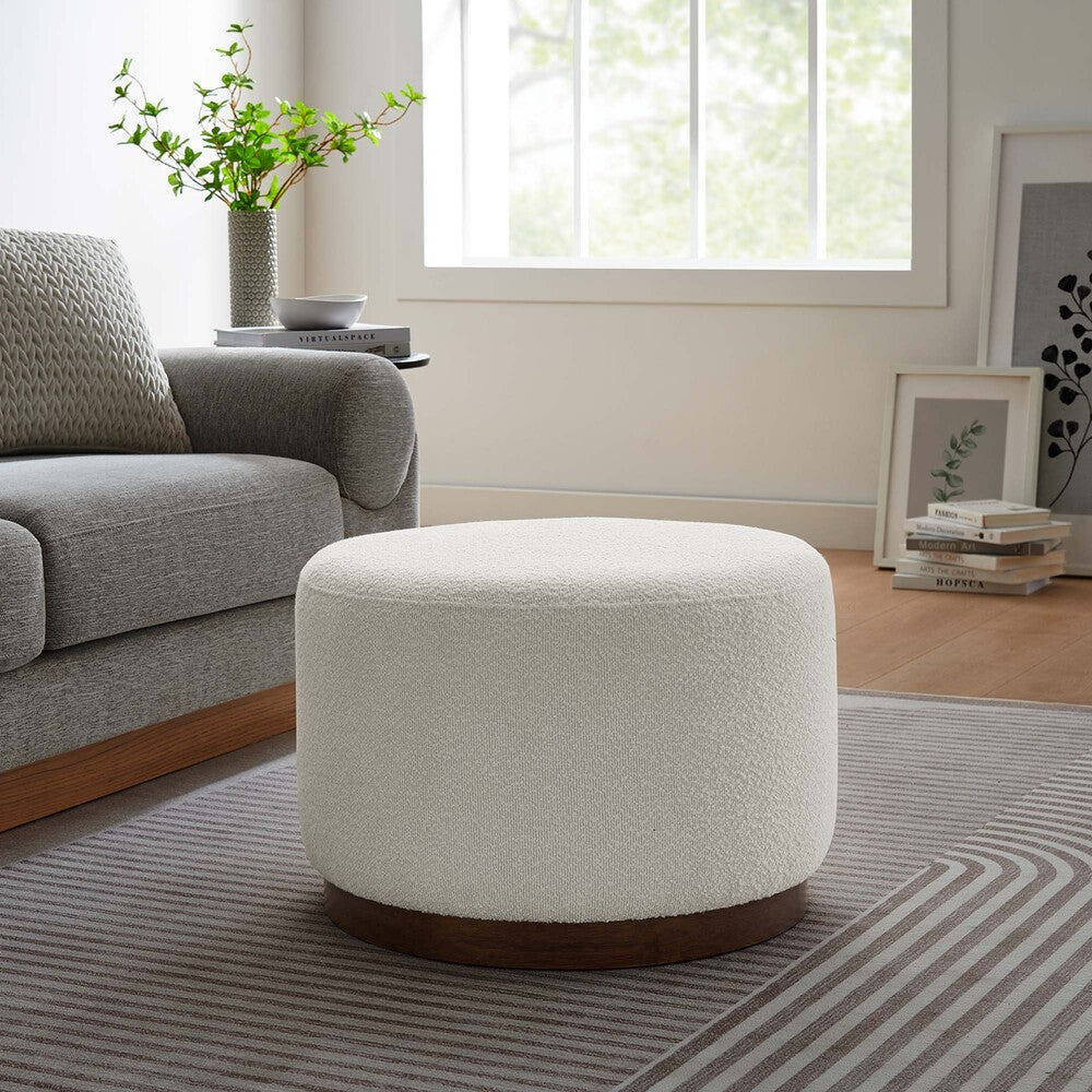 EEI-6683-CLO-WAL Tilden Large 23" Round Boucle Upholstered Upholstered Ottoman by Modway