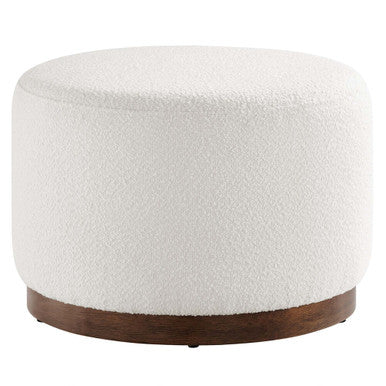 Modway EEI-6683-CLO-WAL Tilden Large 23" Round Boucle Upholstered Upholstered Ottoman Cloud Walnut