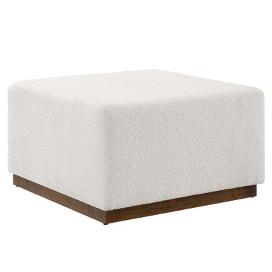 Modway EEI-6644-CLO-WAL Tilden Large 28" Square Boucle Upholstered Ottoman Cloud Walnut