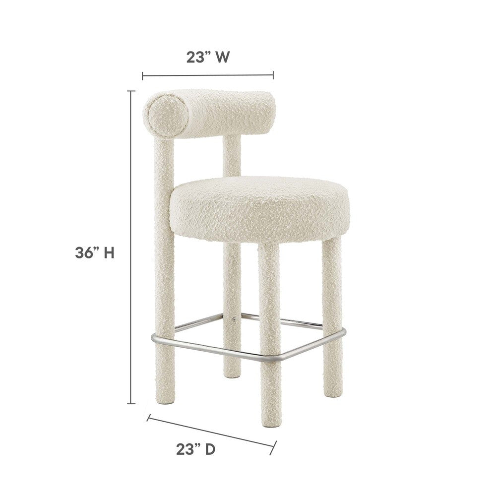 EEI-6383-IVO-SLV Toulouse Boucle Fabric Counter Stool by Modway