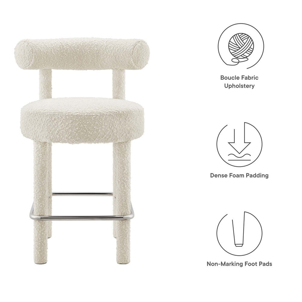 EEI-6383-IVO-SLV Toulouse Boucle Fabric Counter Stool by Modway