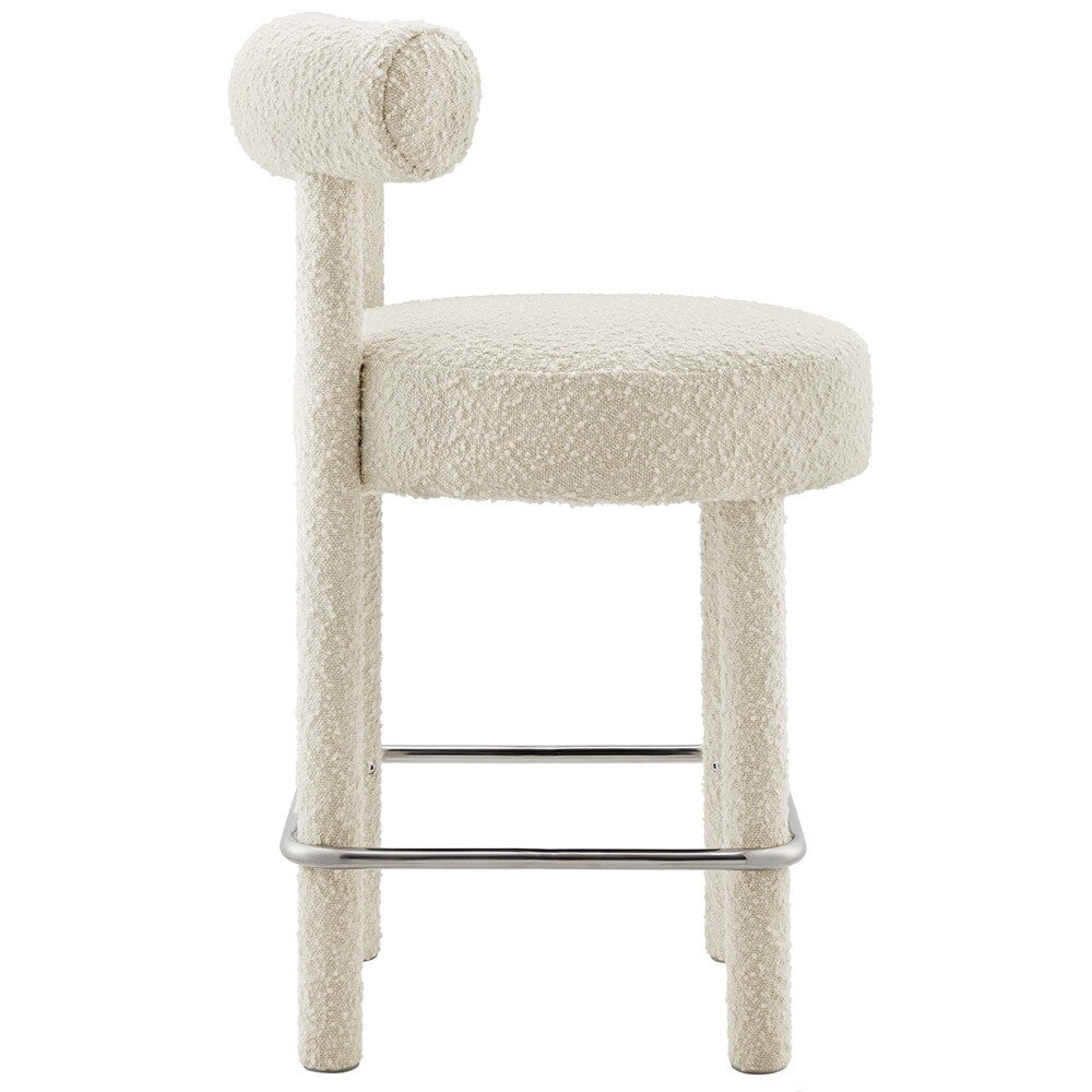 EEI-6383-IVO-SLV Toulouse Boucle Fabric Counter Stool by Modway