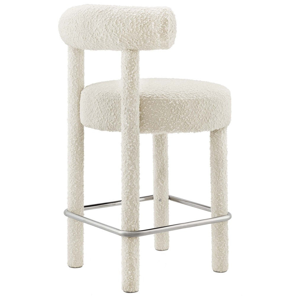 EEI-6383-IVO-SLV Toulouse Boucle Fabric Counter Stool by Modway