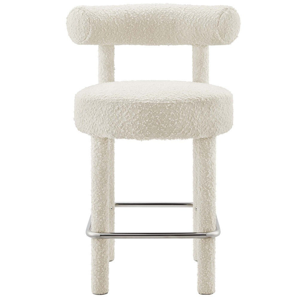 EEI-6383-IVO-SLV Toulouse Boucle Fabric Counter Stool by Modway