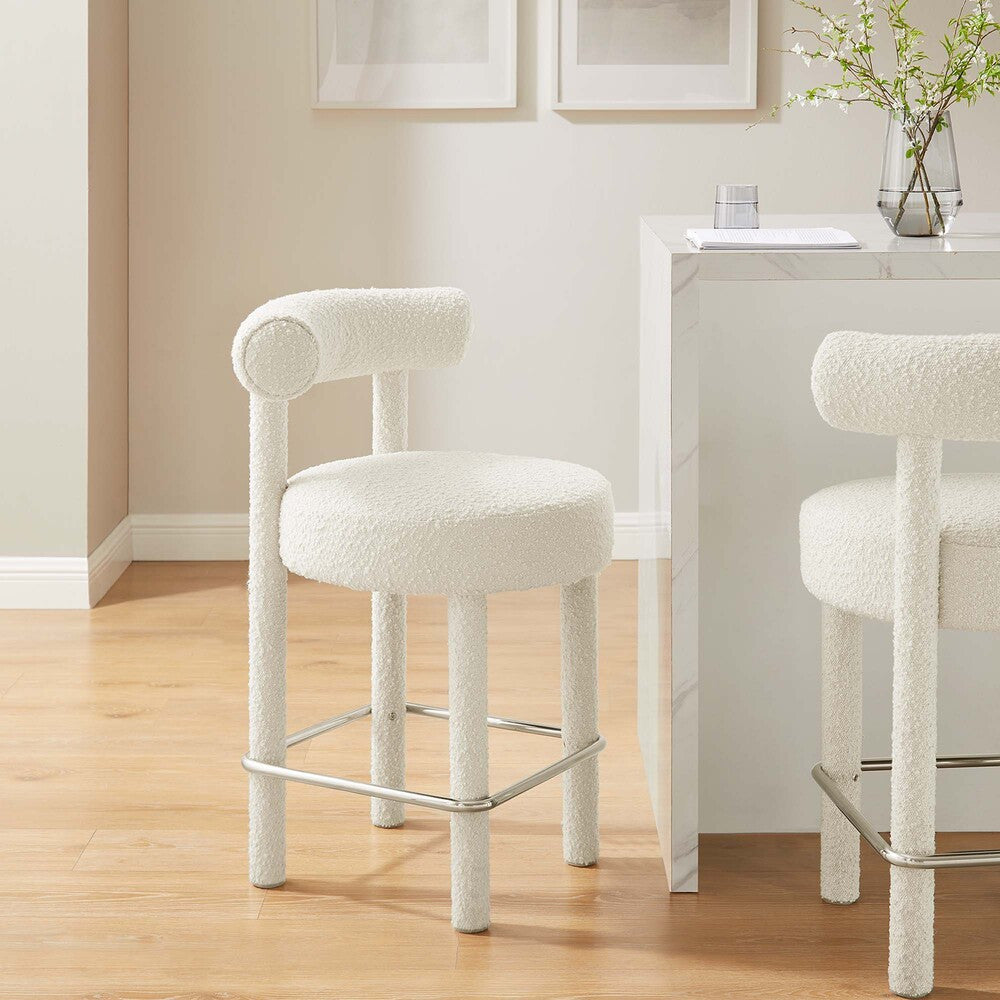 EEI-6383-IVO-SLV Toulouse Boucle Fabric Counter Stool by Modway