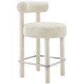 Modway EEI-6383-IVO-SLV Toulouse Boucle Fabric Counter Stool Ivory Silver