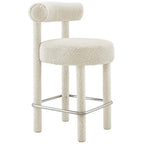 Modway EEI-6383-IVO-SLV Toulouse Boucle Fabric Counter Stool Ivory Silver