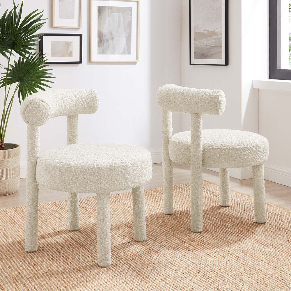EEI-6705-IVO Toulouse Boucle Fabric Dining Chair Set of 2 by Modway