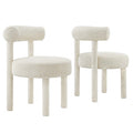 Modway EEI-6705-IVO Toulouse Boucle Fabric Dining Chair Set of 2 Ivory